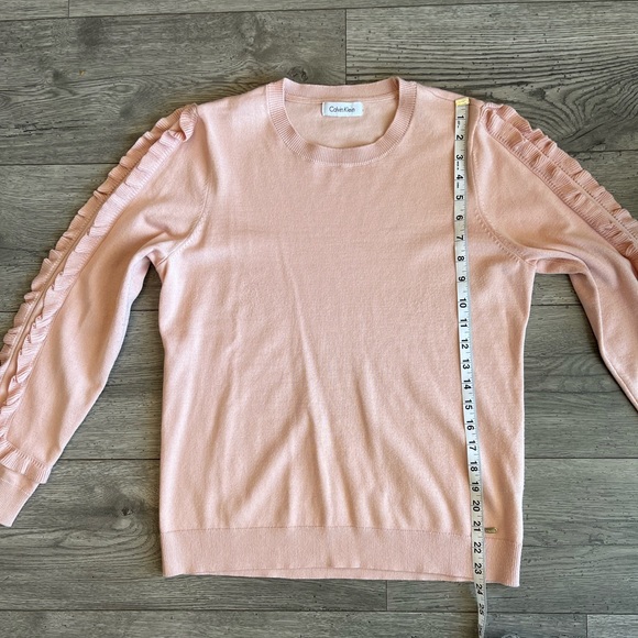 Calvin Klein Women’s Long Sleeve Crewneck Pullover Ruffle Knit Top Pink - Picture 10 of 10